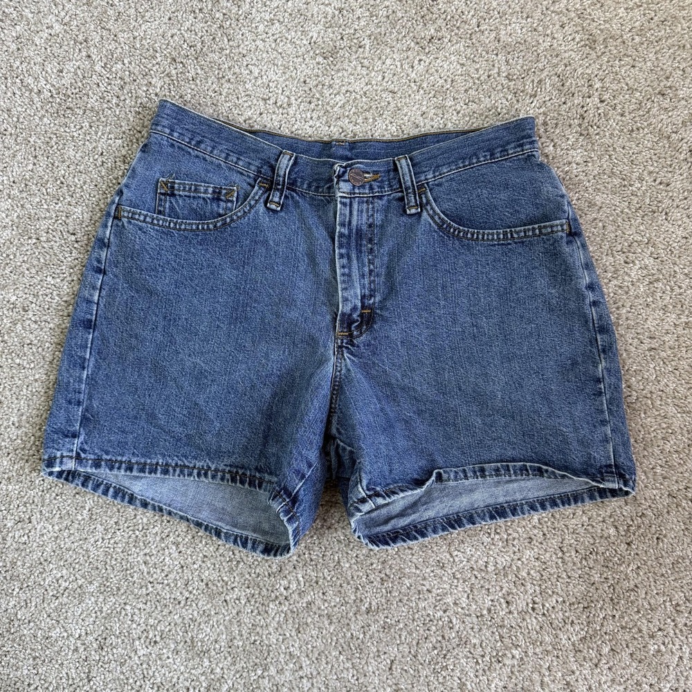 Y2K Riders Denim Shorts Womens 10 32W Blue Mom High Rise 5" Inseam Casual Summer